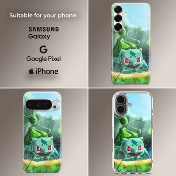 Bulbasaur digital illustration on a phone case. — Collage