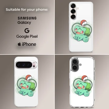 Bulbasaur cartoon design on a phone case showcasing vibrant colors. — Collage