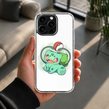 Bulbasaur cartoon design on a phone case showcasing vibrant colors. — Lifestyle