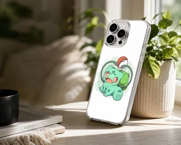 Bulbasaur cartoon design on a phone case showcasing vibrant colors. — Lifestyle