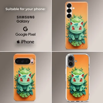 Bulbasaur cartoon design on phone case — Collage