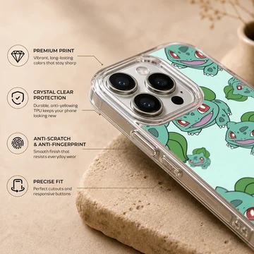 Bulbasaur cartoon design phone case with playful illustrations — Info