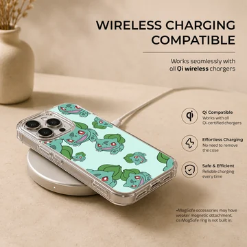 Bulbasaur cartoon design phone case with playful illustrations — Charging