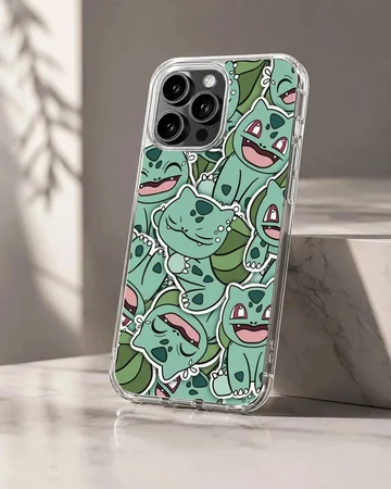 Playful Bulbasaur cartoon design on phone case