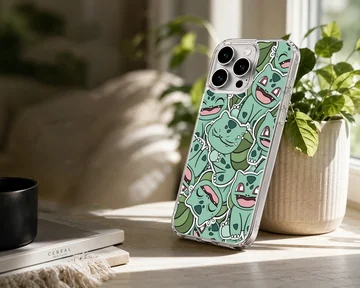 Playful Bulbasaur cartoon design on phone case — Lifestyle