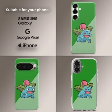 Bulbasaur in a playful cartoon style on phone case — Collage