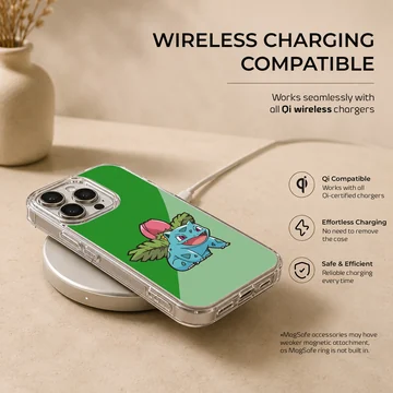 Bulbasaur in a playful cartoon style on phone case — Charging