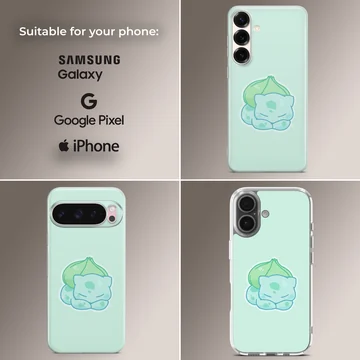 Bulbasaur cartoon design on phone case — Collage