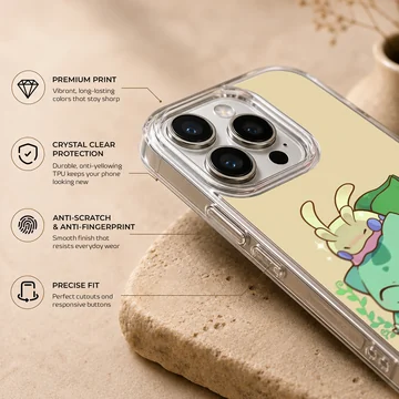 Playful cartoon design of Bulbasaur on a phone case — Info
