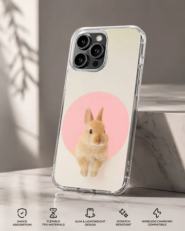 Photographic bunny rabbit design on soft TPU phone case — Specs