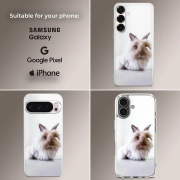Bunny Rabbit depicted on a phone case with a serene scenery — Collage