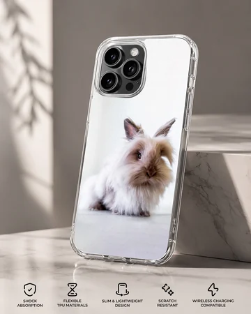 Bunny Rabbit depicted on a phone case with a serene scenery — Specs