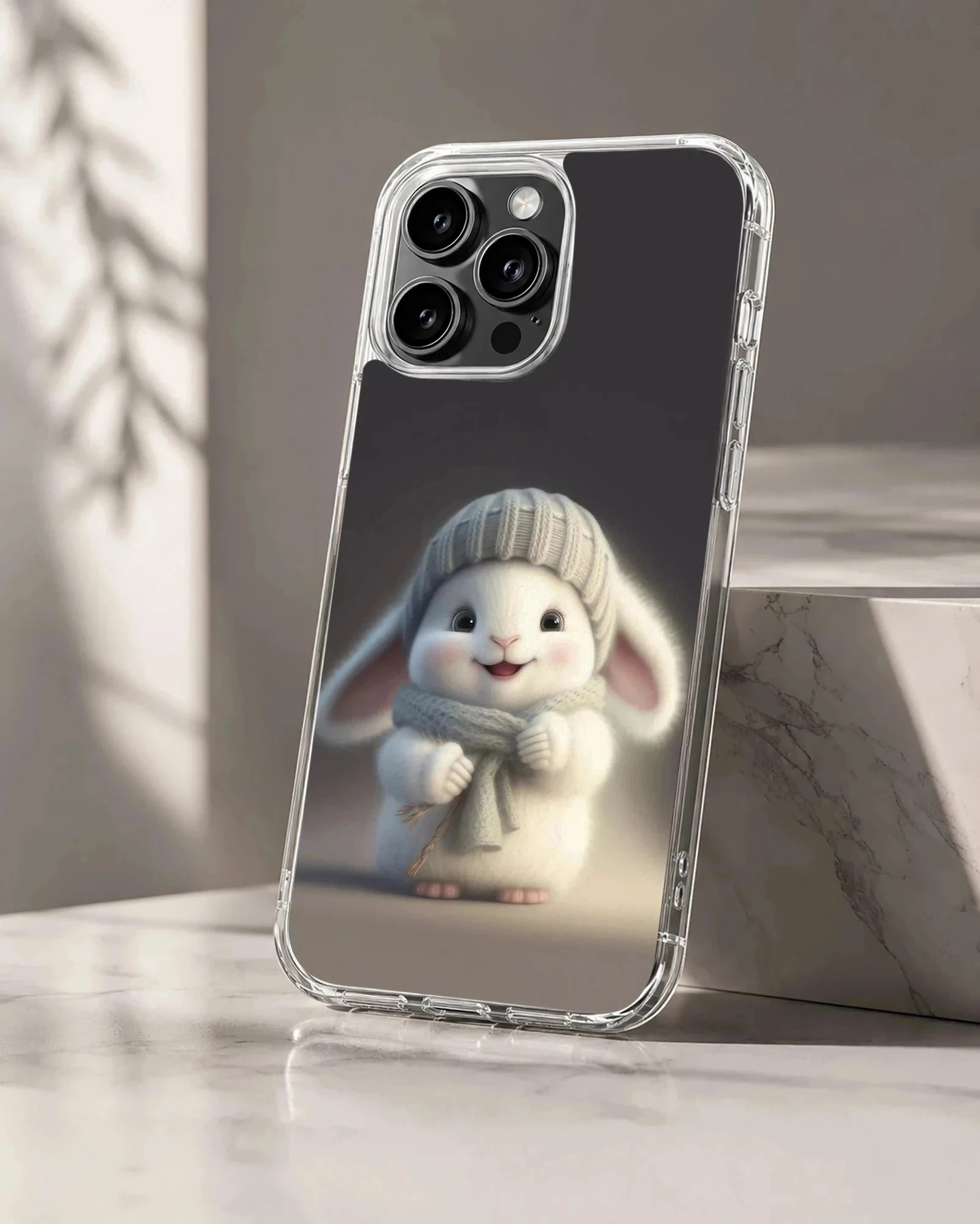 Bunny rabbit in cozy winter attire phone case