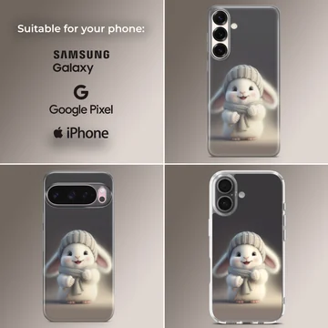 Bunny rabbit in cozy winter attire phone case — Collage