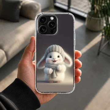 Bunny rabbit in cozy winter attire phone case — Lifestyle