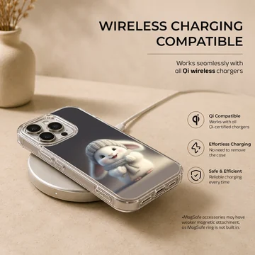 Bunny rabbit in cozy winter attire phone case — Charging
