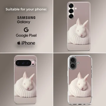 Adorable white bunny in knit sweater phone case — Collage