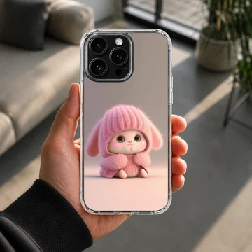 Bunny Rabbit wearing a pink knitted hat in serene setting phone case — Lifestyle