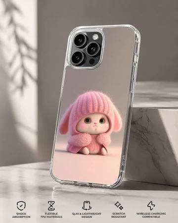 Bunny Rabbit wearing a pink knitted hat in serene setting phone case — Specs