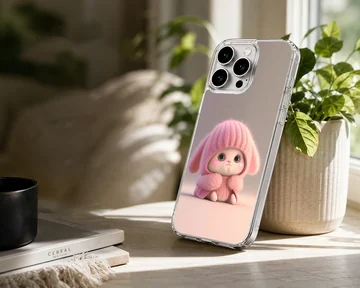 Bunny Rabbit wearing a pink knitted hat in serene setting phone case — Lifestyle