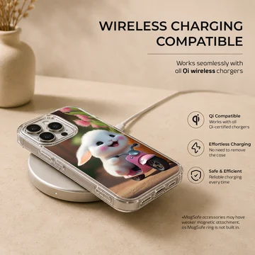 Adorable bunny riding a scooter illustration on phone case — Charging