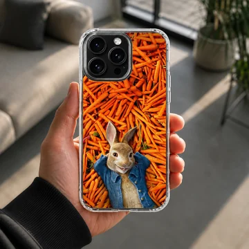Playful bunny rabbit with carrot background phone case — Lifestyle