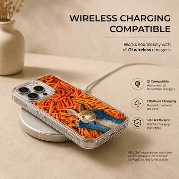 Playful bunny rabbit with carrot background phone case — Charging