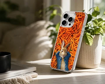 Playful bunny rabbit with carrot background phone case — Lifestyle