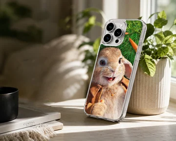 Close-up of a cute bunny rabbit on a phone case — Lifestyle