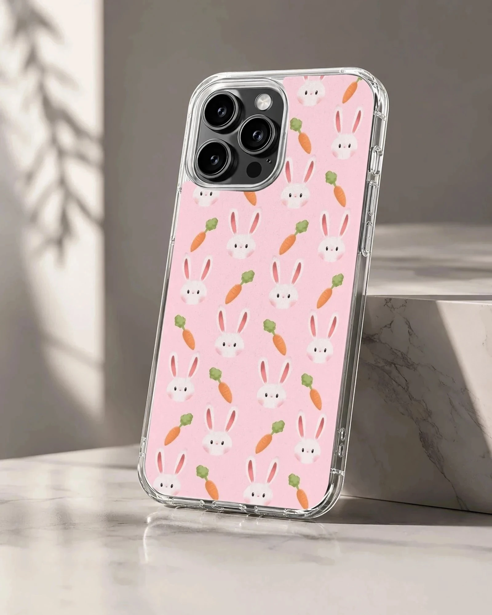 Bunny rabbit pattern with carrots on phone case