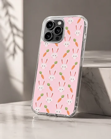 Bunny rabbit pattern with carrots on phone case — Hero