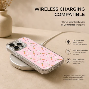 Bunny rabbit pattern with carrots on phone case — Charging