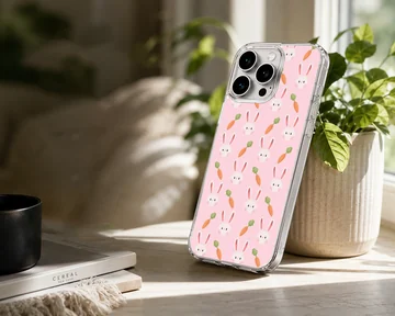 Bunny rabbit pattern with carrots on phone case — Lifestyle