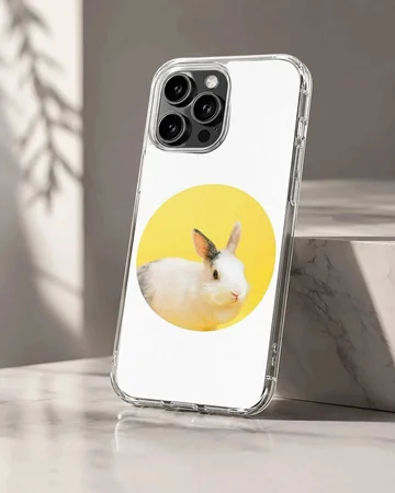 Photographic bunny rabbit on yellow circle phone case
