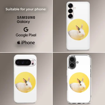 Photographic bunny rabbit on yellow circle phone case — Collage