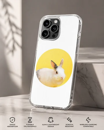 Photographic bunny rabbit on yellow circle phone case — Specs