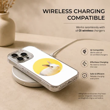 Photographic bunny rabbit on yellow circle phone case — Charging