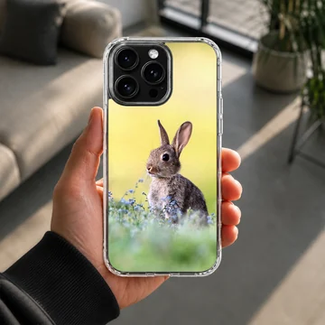 Serene bunny rabbit in a field of blossoms on a phone case — Lifestyle