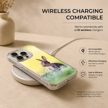 Serene bunny rabbit in a field of blossoms on a phone case — Charging