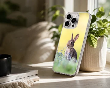 Serene bunny rabbit in a field of blossoms on a phone case — Lifestyle
