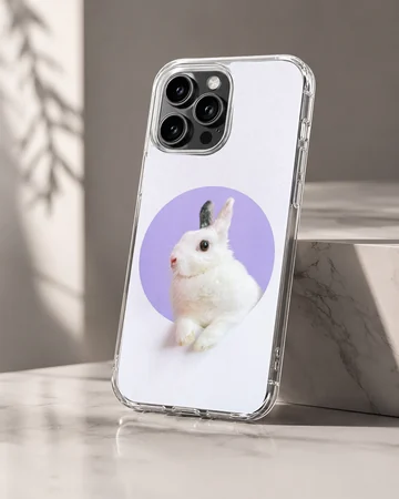 Bunny rabbit digital illustration on a phone case — Hero
