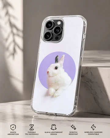 Bunny rabbit digital illustration on a phone case — Specs