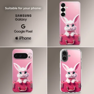 Adorable bunny rabbit in glasses phone case design. — Collage