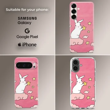Bunny rabbit with stars on pink background phone case — Collage