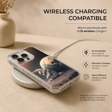 Serene bunny with globe backdrop on a phone case — Charging