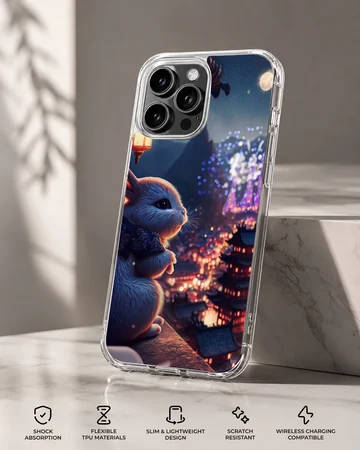 Bunny rabbit against a night cityscape phone case — Specs