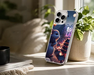 Bunny rabbit against a night cityscape phone case — Lifestyle