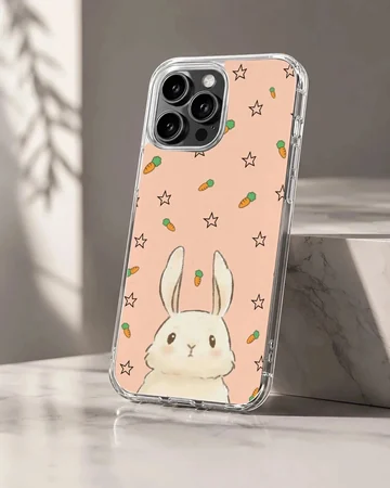 Bunny Rabiit with carrot and star motifs phone case