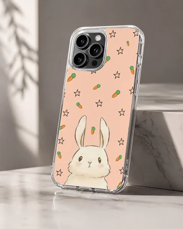 Bunny Rabiit with carrot and star motifs phone case — Hero