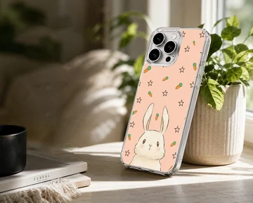 Bunny Rabiit with carrot and star motifs phone case — Lifestyle
